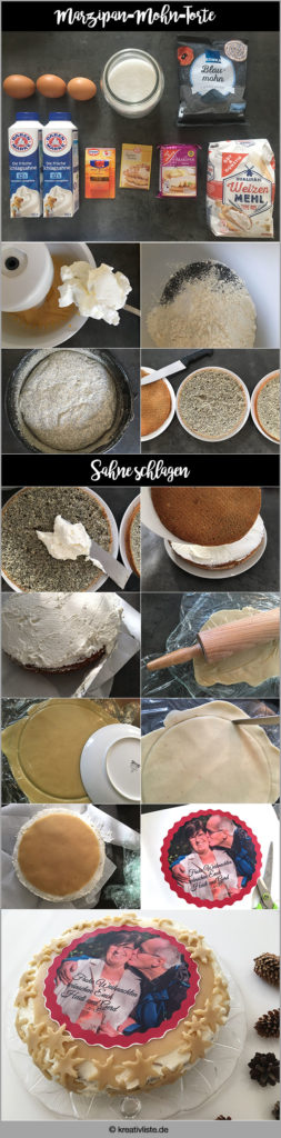Persönliches Geldgeschenk mit Torte zu Weihnachten 2 Rezept für Marzipan-Mohn-Torte