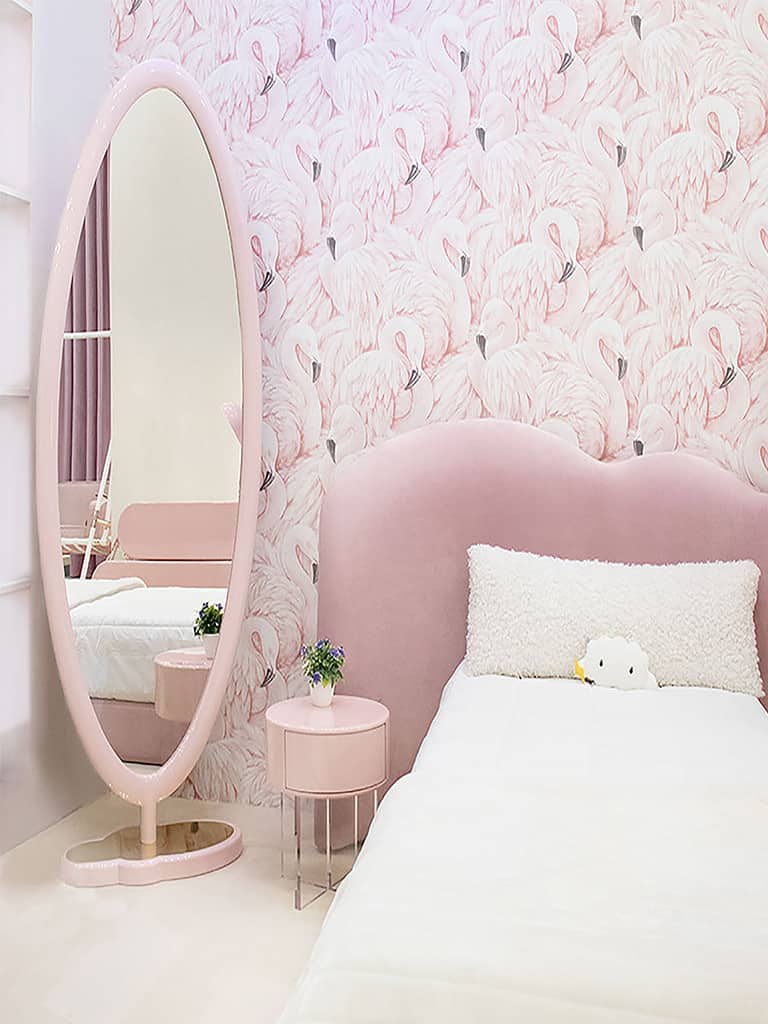 Cloud Mirror and cloud pink nightstand